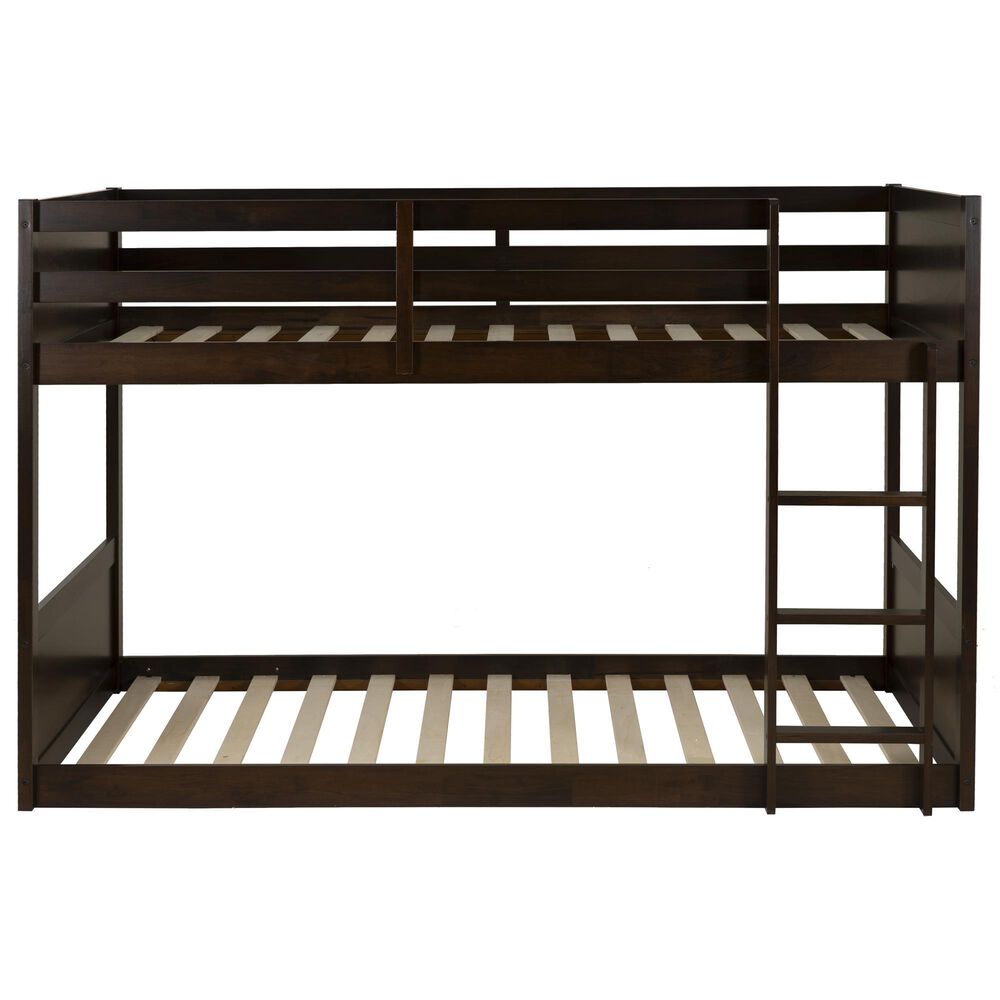 Linon Home Decor Darcy Low Profile Twin over Twin Bunk Bed in Espresso, , large