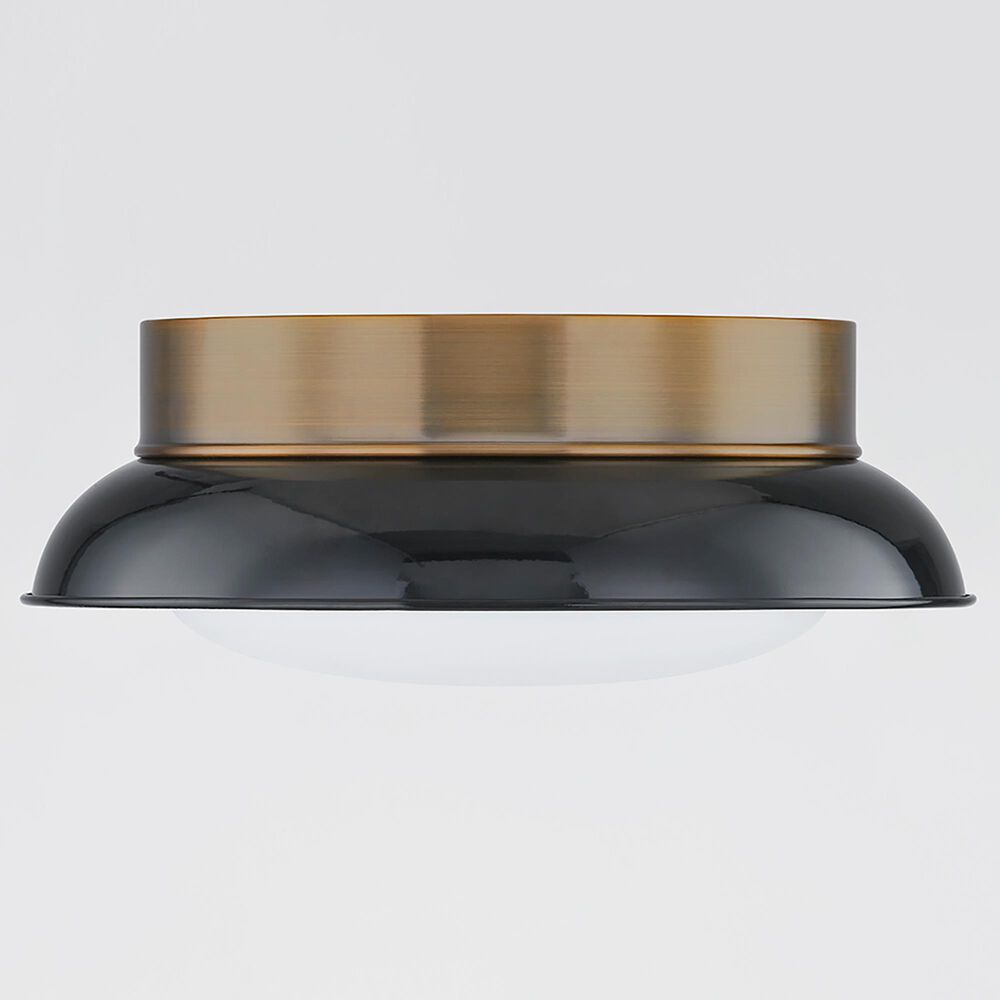Troy Lighting Arnie 2-Light Flush Mount in Patina Brass and Gloss Black, , large