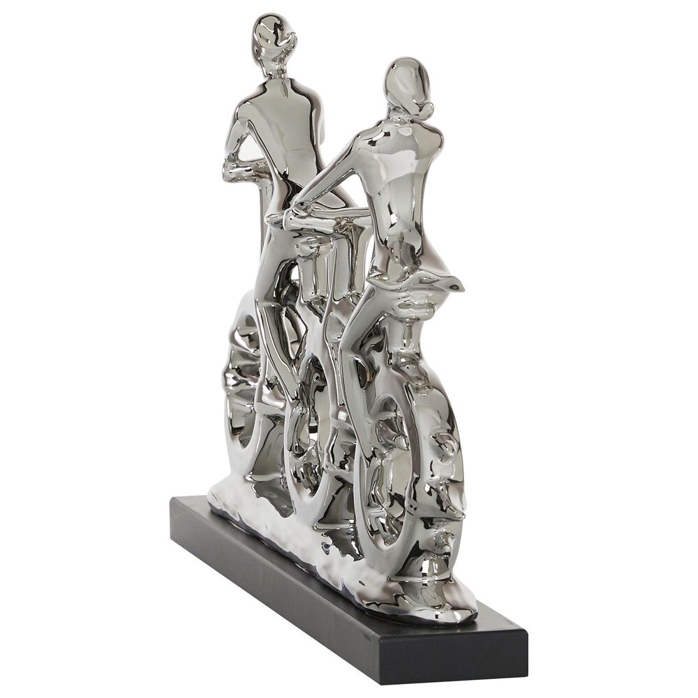 Maple and Jade Dual Rider Bicycle Sculpture in Silver and Black, , large