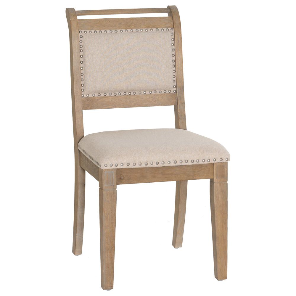 Linon Home Decor Emerson Side Chair with Beige Solid Upholstery in Natural, , large