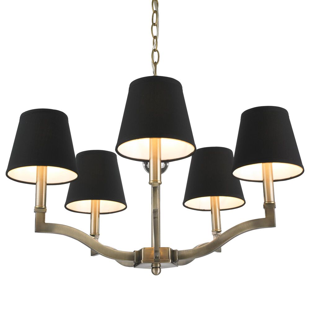 Golden Lighting Waverly 5-Light Chandelier with Tuxedo Shade in Aged Brass, , large