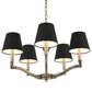 Golden Lighting Waverly 5-Light Chandelier with Tuxedo Shade in Aged Brass, , large