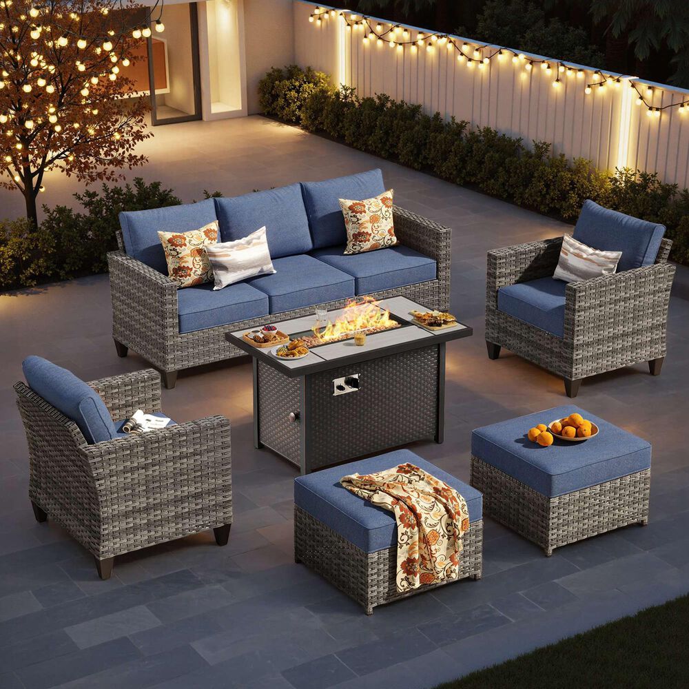 HOMLUX 6-Piece Patio Set with Denim Blue, , large