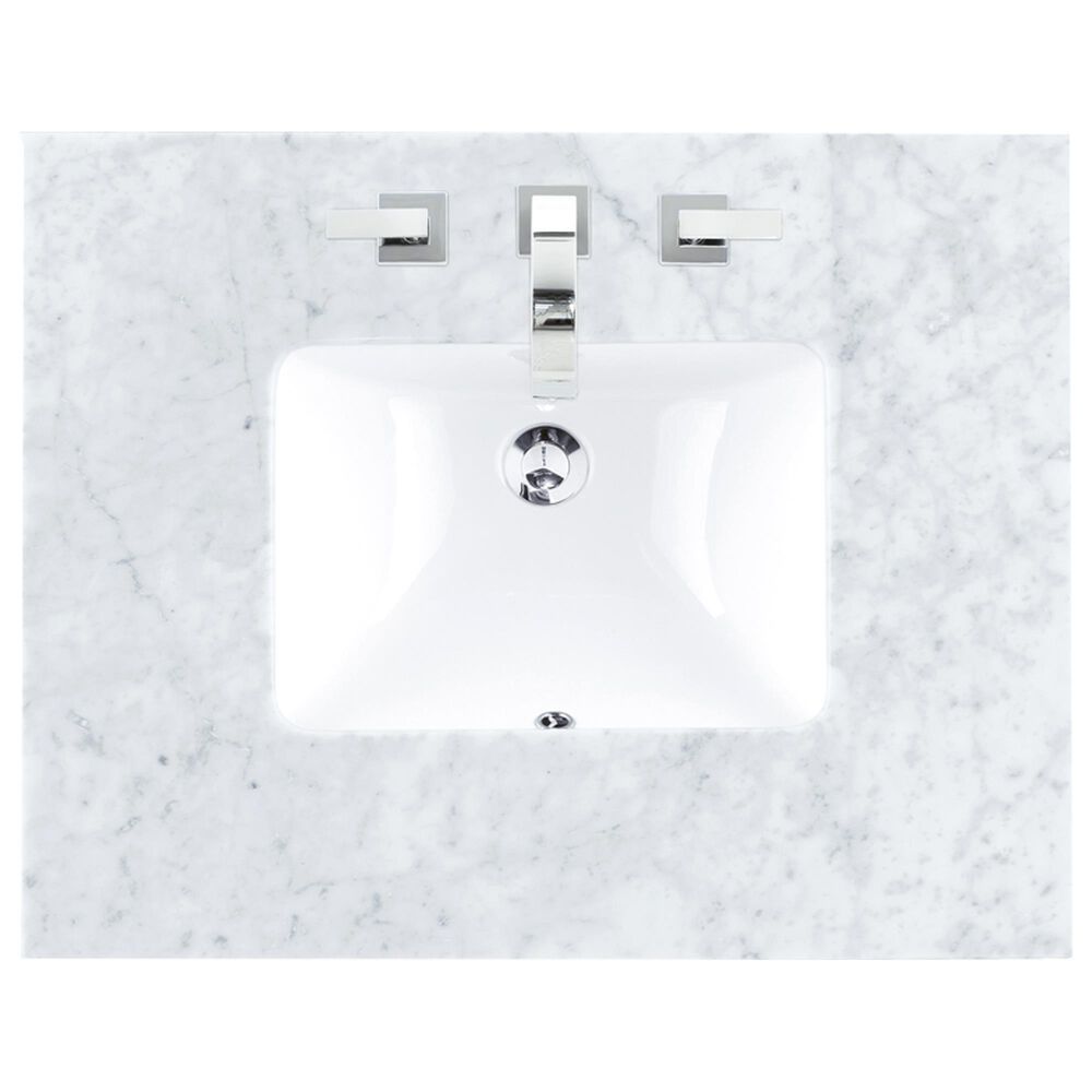 James Martin Vanities Brittany 30&quot; Single Bathroom Vanity in Black Onyx with 3 cm Carrara White Marble Top and Rectangle Sink, , large