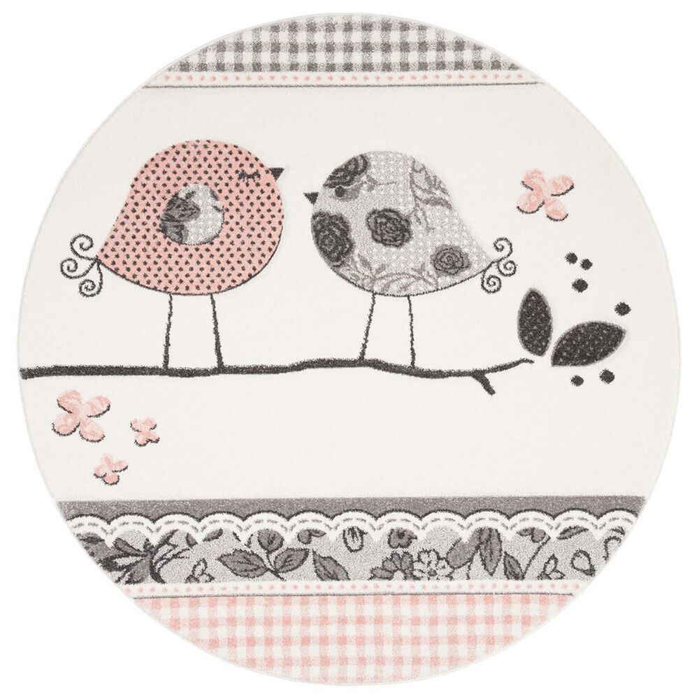 Safavieh Carousel CRK153 3" Round Pink and Ivory Kids  Area Rug, , large