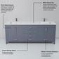 Lexora Home Jacques 72" Double Bathroom Vanity in Dark Grey with 2 cm White Quartz Top and Rectangular Sinks, , large