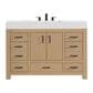 37B Alanya 48" Single Bathroom Vanity in Warm Oak with White Composite Stone Top, , large