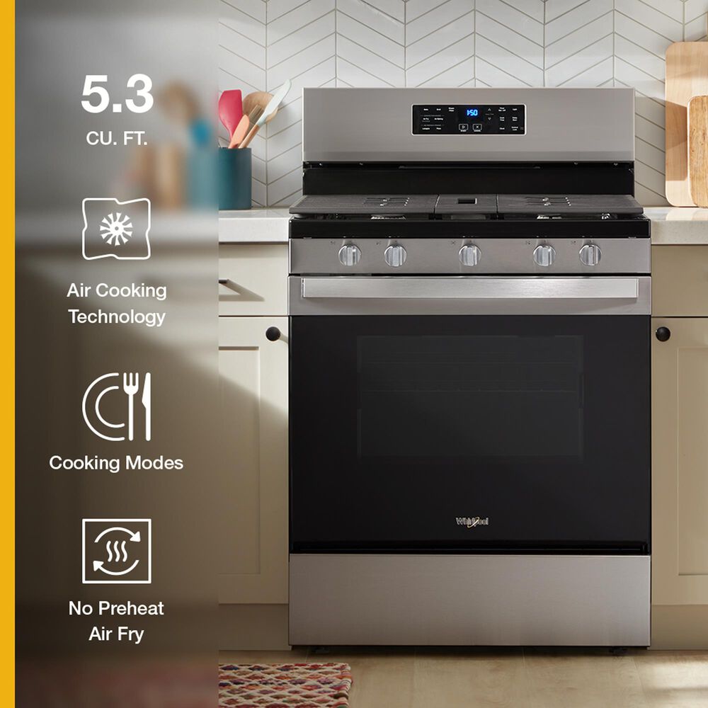 Whirlpool 5 Cu. Ft. Freestanding Gas Range in Stainless Steel, , large