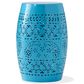Hearth and Haven Ruby Outdoor Barrel End Table with Lace-Cut Design in Blue, , large