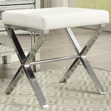 Carolina Cottage Kristin Vanity Bench in White/Chrome, , large