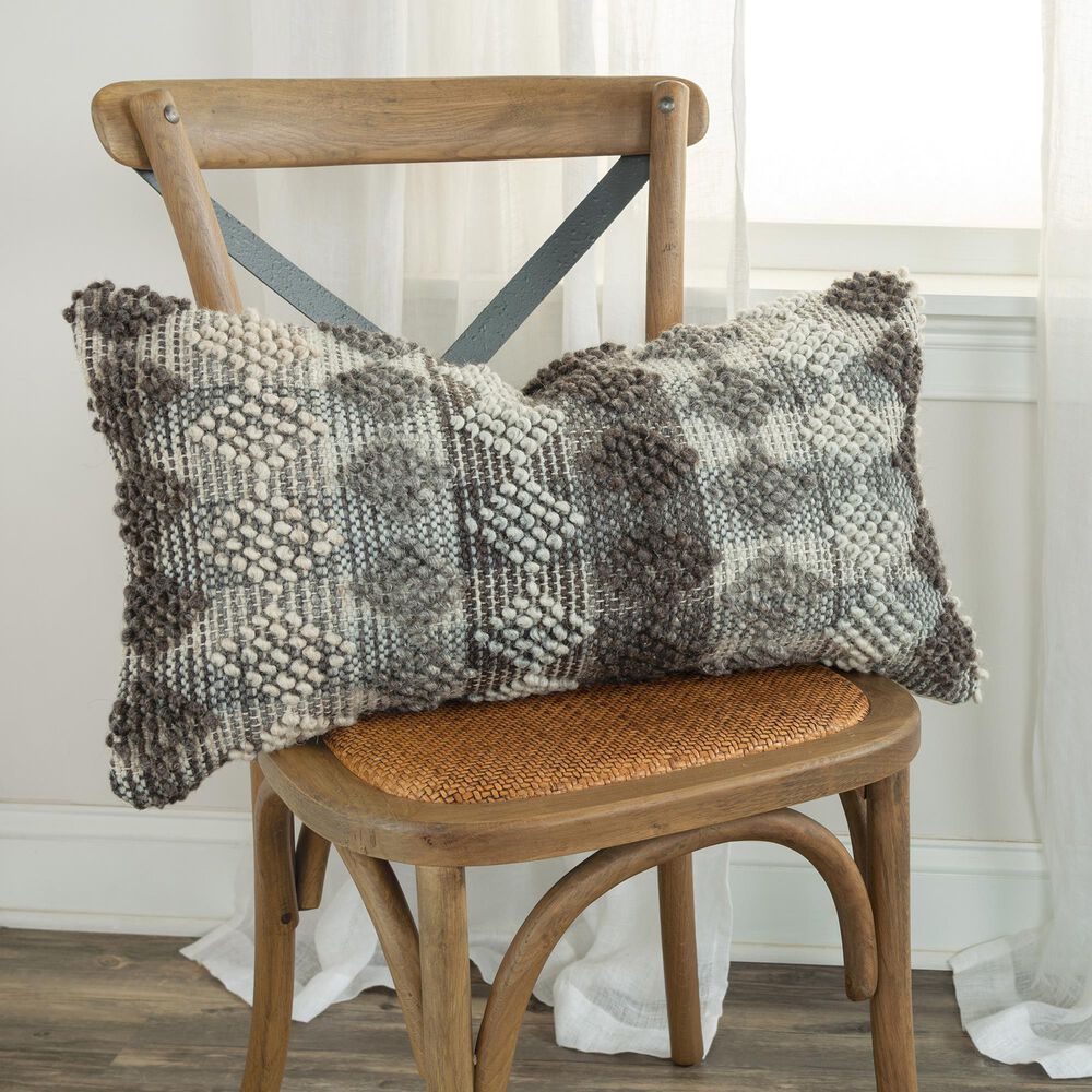 Rizzy Home Geometric 14" x 26" Pillow in Gray, , large