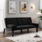 HOMLUX 65" Futon Sleeper Sofa Bed with Adjustable Backrest and Cup Holders in Black, , large