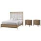 Sterling Timber Elure Queen Upholstered and Strap Panel Bed with 2 Nightstands in Latte, , large