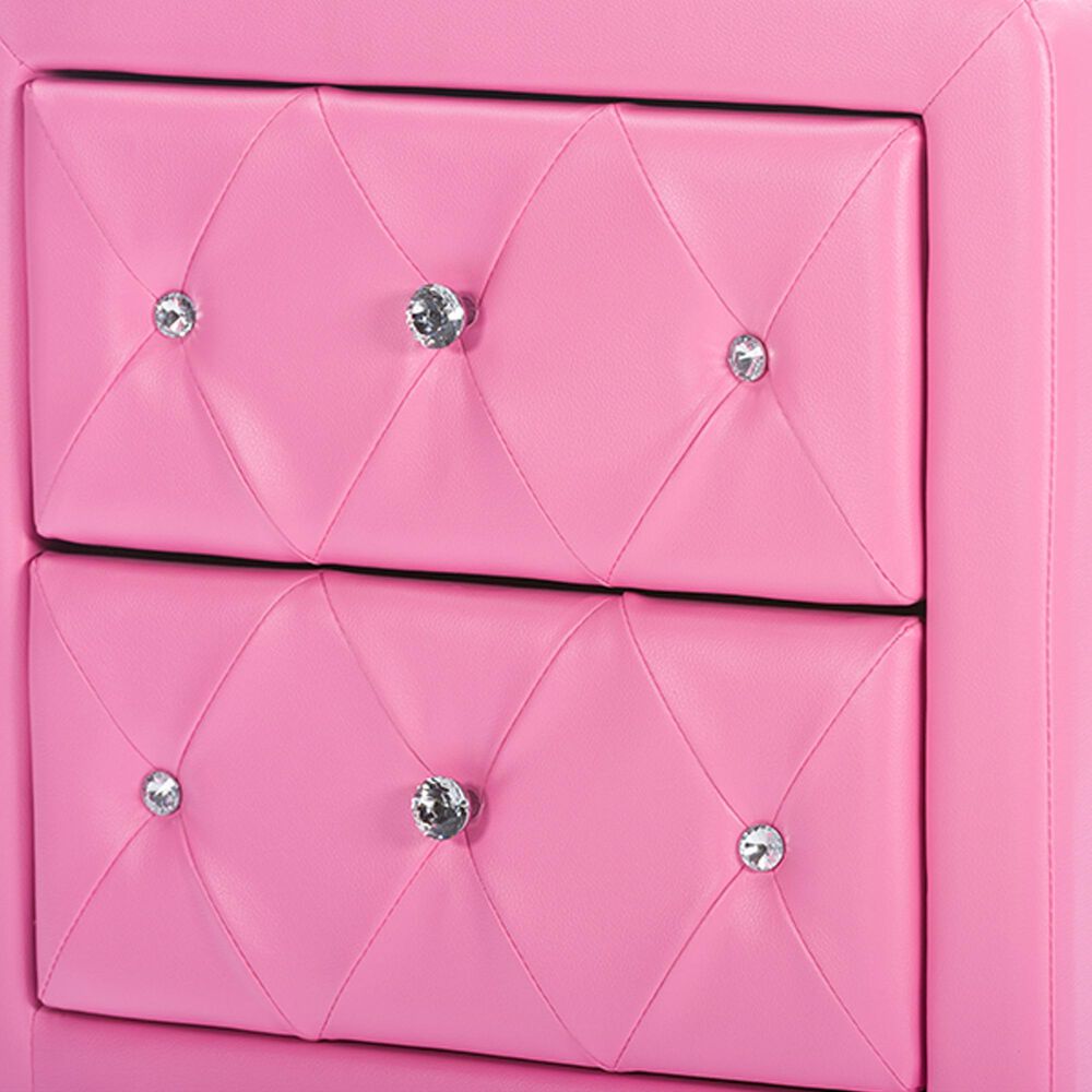 Baxton Studio Stella 2-Drawer Upholstered Nightstand in Pink, , large