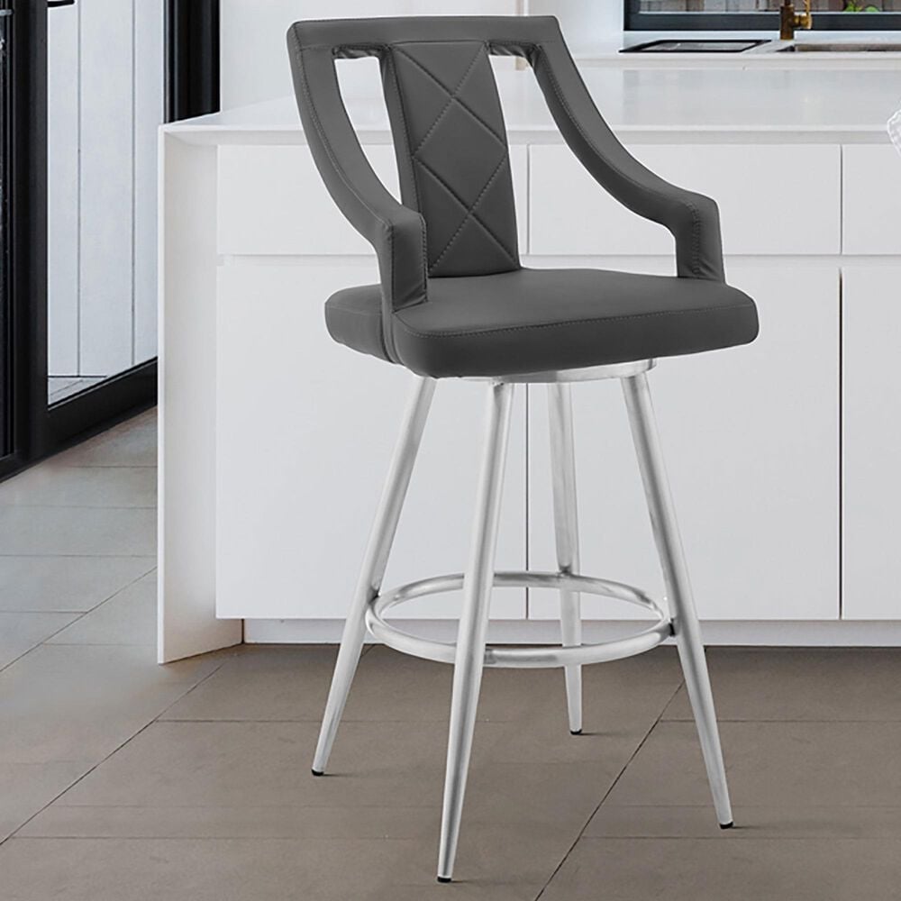 Blue River Maxen 26&quot; Swivel Counter Stool in Gray, , large
