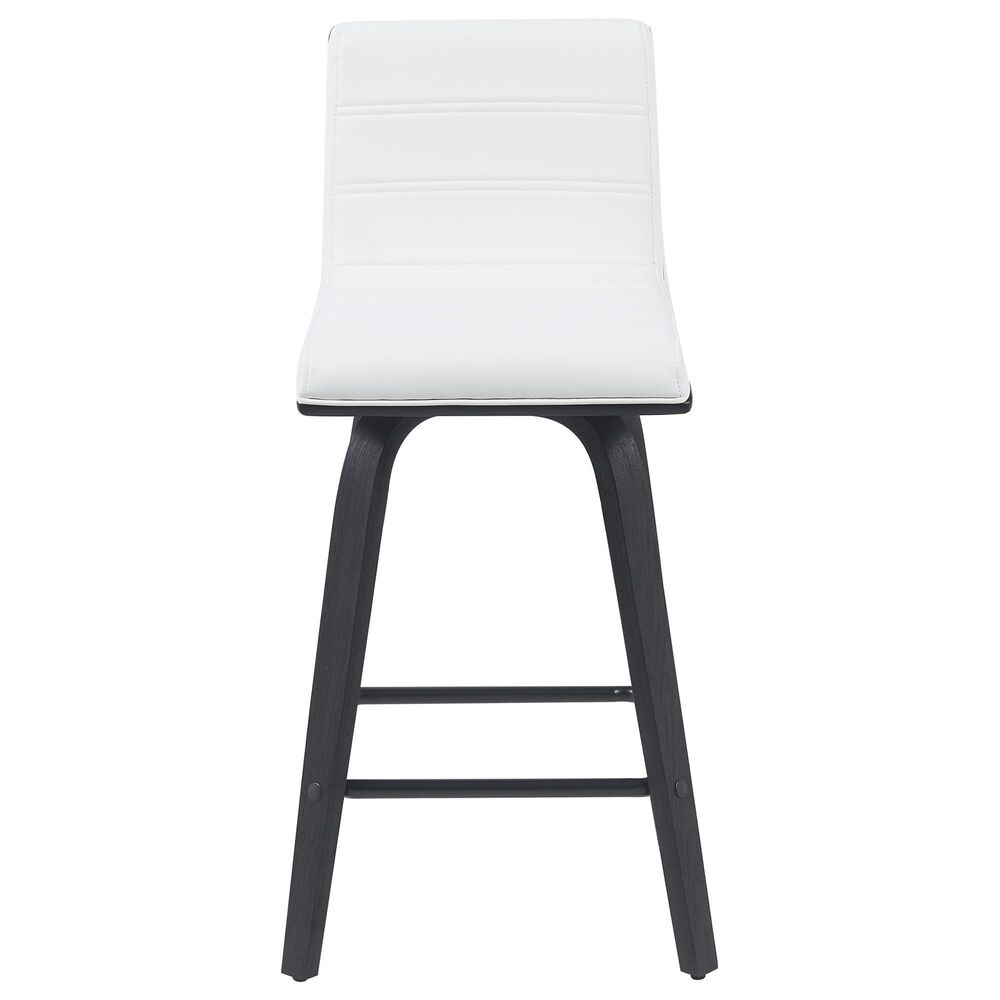Armen Living Vienna Swivel Counter Height Stool with Snow White Upholstery in Black Brushed, , large
