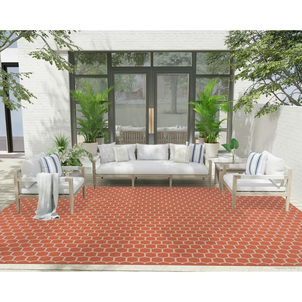 Nourison Twist Reversible 9&#39; x 12&#39; Coral Indoor/Outdoor Area Rug, , large