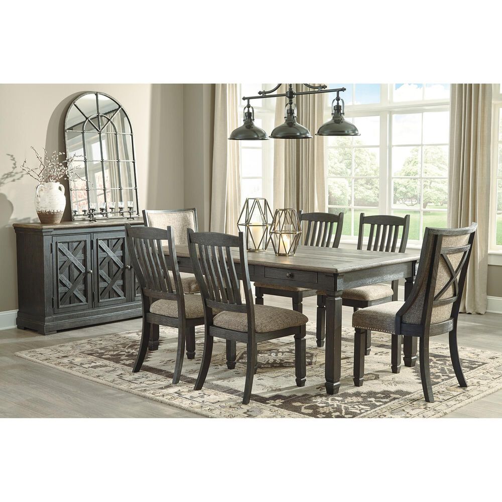 Ashley Tyler Creek 3-Drawer Dining Table in Antique Black and Weathered Oak - Table Only, , large