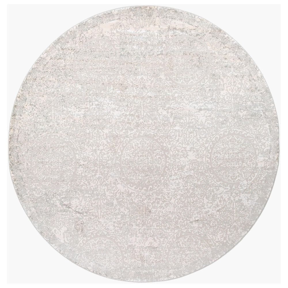 Surya Aisha AIS-2307 6"7" Round Light Gray and Off-White Area Rug, , large