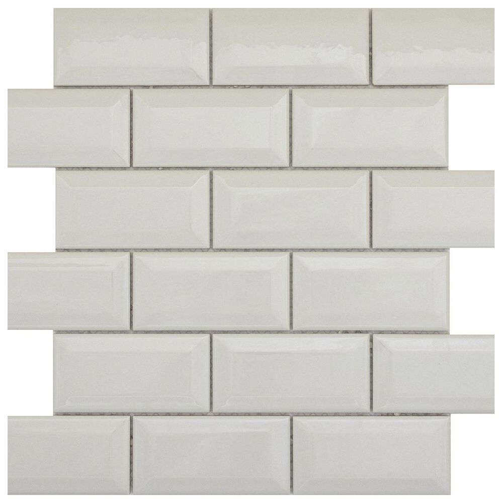Emser Vogue Gray 12" x 12" Bevel Matte Ceramic Mosaic Sheet, , large