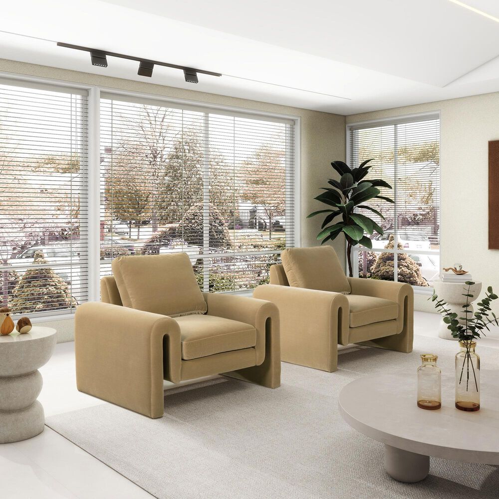 Jennifer Taylor Home Mason Accent Arm Chair in Camel Brown Beige, , large