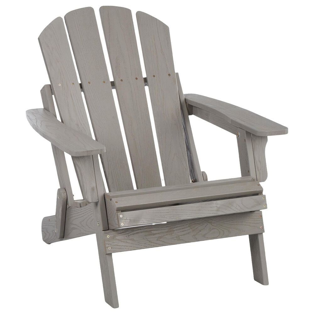 Hearth and Haven Outdoor Folding Adirondack Chair with Seat Board in Gray, , large