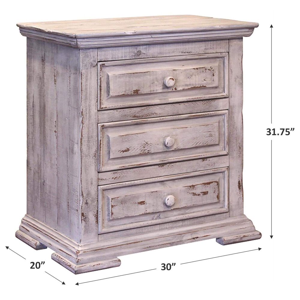 Fallridge Terra White 3 Drawer Nightstand in Vintage White, , large