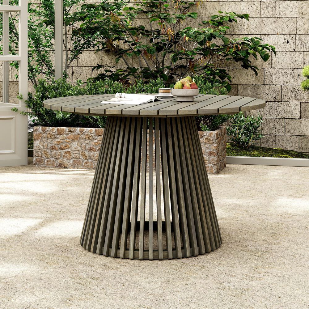 Hearth and Haven Outdoor Round Dining Table in Grey - Table Only, , large