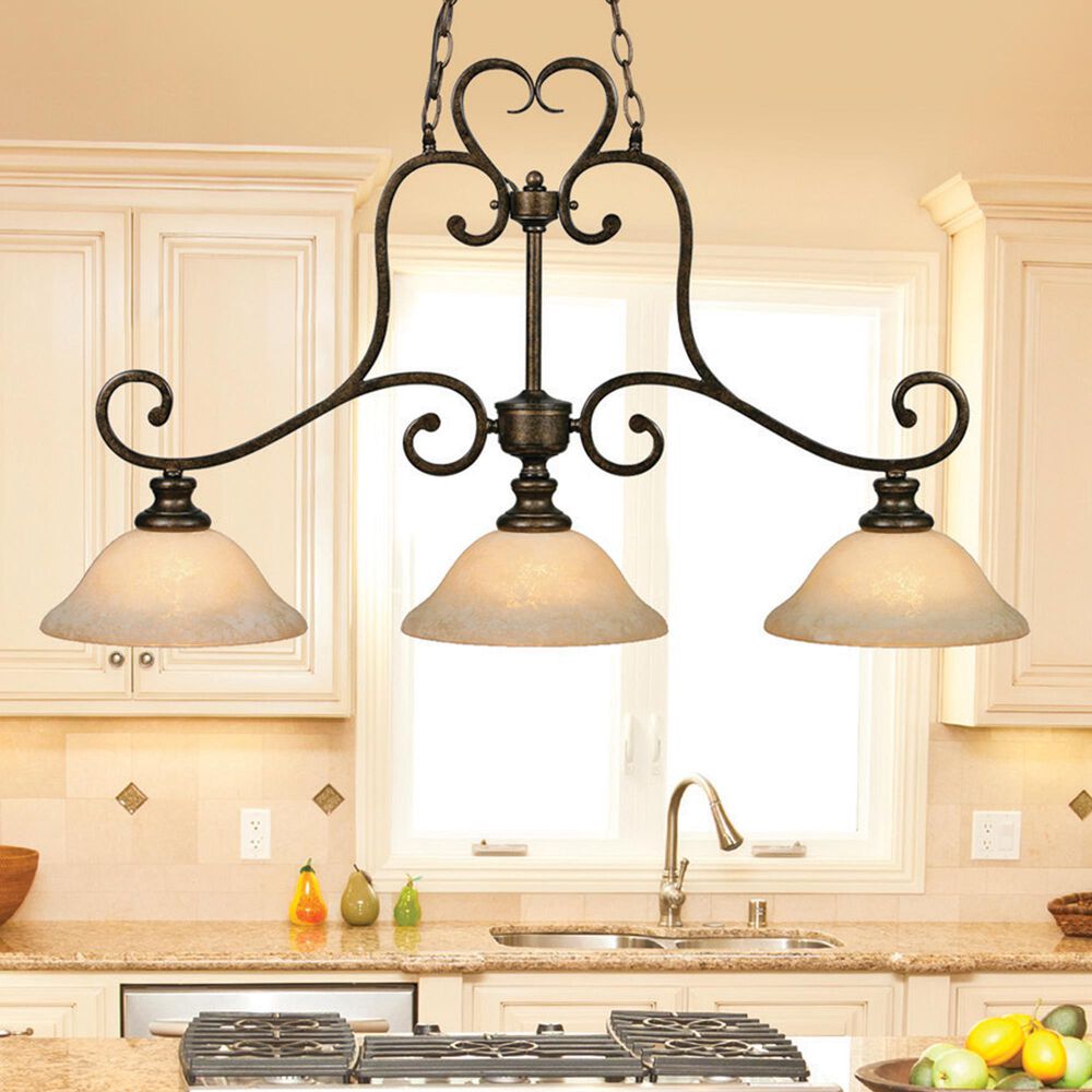 Golden Lighting Heartwood 3-Light Linear Pendant in Burnt Sienna, , large