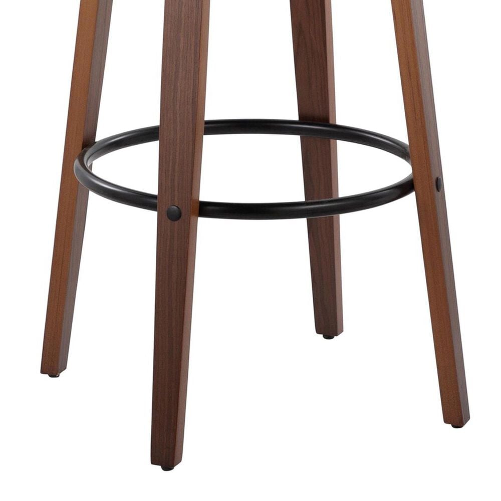 LumiSource Lombardi 30" Swivel Barstool with Cream Faux Leather Upholstery in Walnut and Black (Set of 2), , large