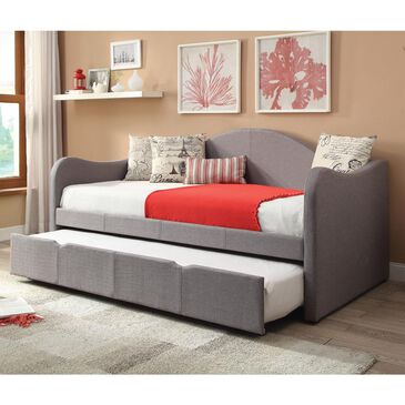 Living Essentials Upholstered Daybed With Trundle in Taupe, , large