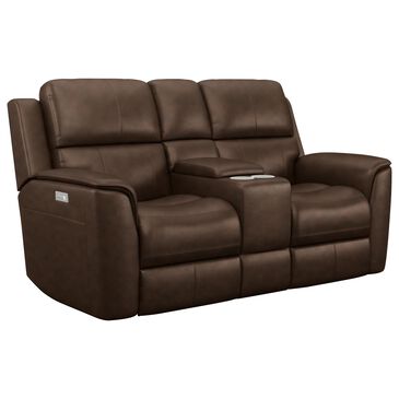 Flexsteel Henry Power Reclining Loveseat with Console and Power Headrest and Lumbar in Hickory, , large