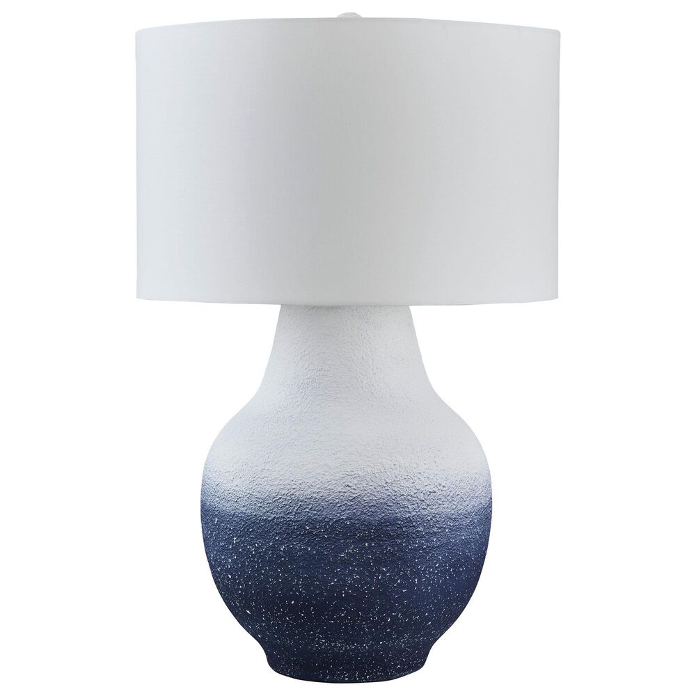 Ashley Dashland Metal Table Lamp in White and Navy, , large