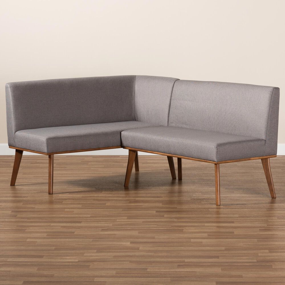 Baxton Studio Odessa 2-Piece Dining Nook Bench Set in Walnut Brown, , large