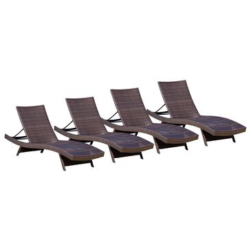 Noble House Salem Patio Chaise Lounge in Multi-Brown (Set of 4), , large