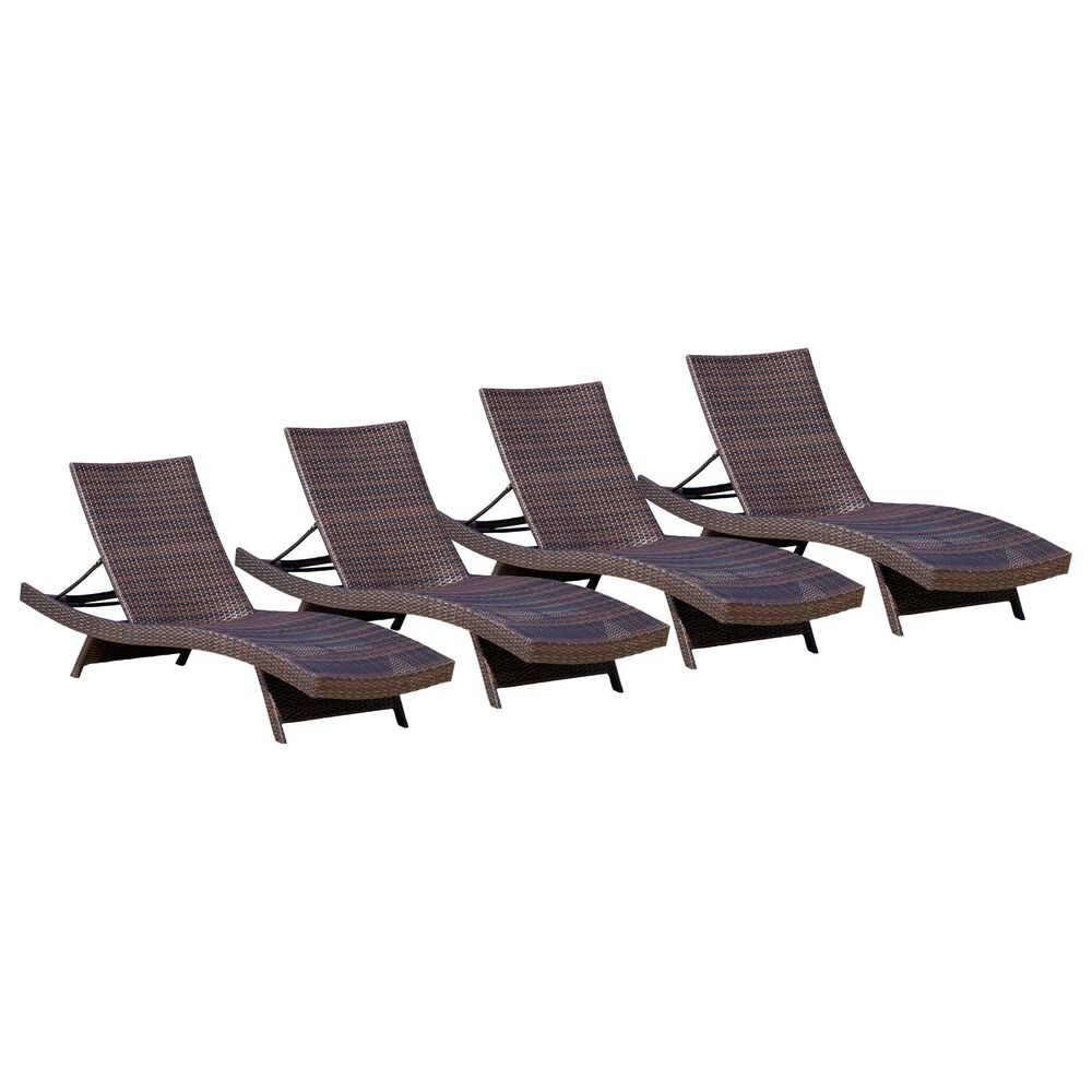 Noble House Salem Patio Chaise Lounge in Multi-Brown (Set of 4), , large