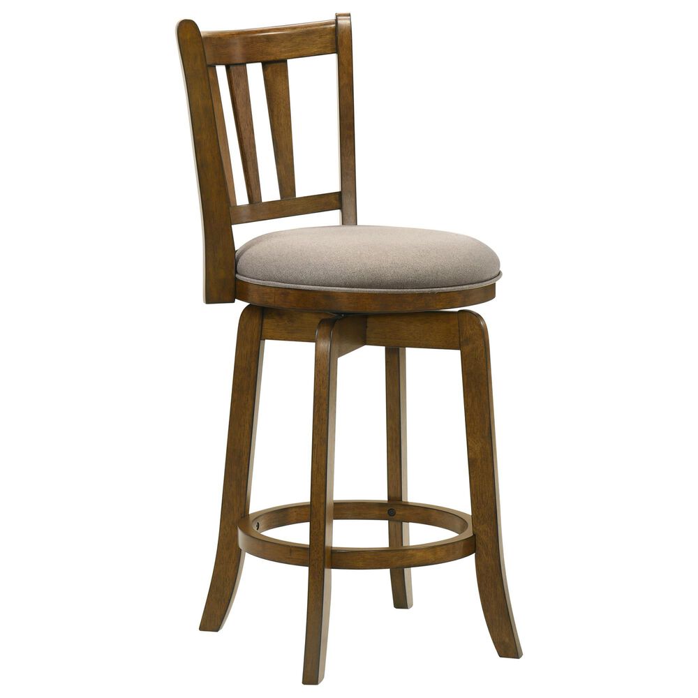 Armen Living Wren Swivel Counter Height Stool with Static Gray Upholstery in Sepia Brown, , large