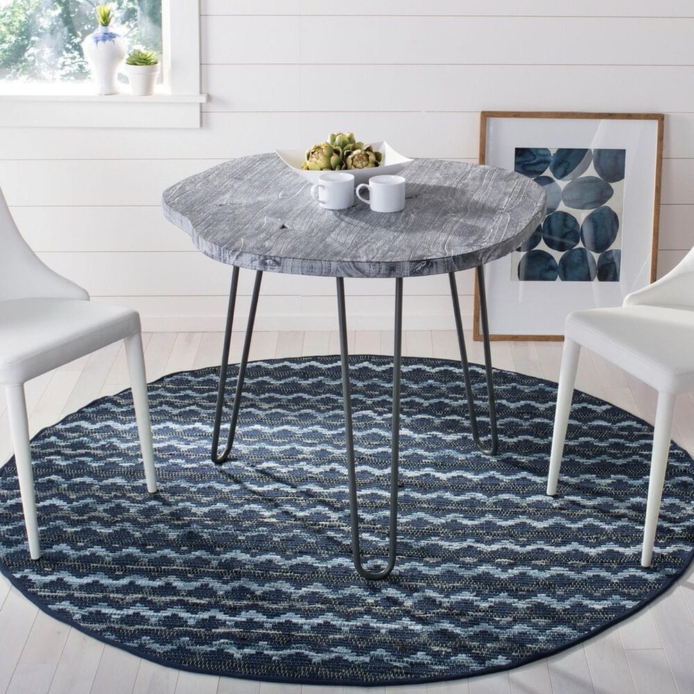 Safavieh Montauk 4&#39; Round Turquoise, Navy Blue and Black Area Rug, , large