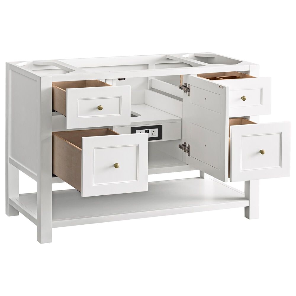 James Martin Vanities Breckenridge 48&quot; Single Bathroom Vanity in Bright White with 3 cm Parisien Bleu Quartz Top and Rectangular Sink, , large