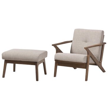 Baxton Studio Bianca Lounge Chair and Ottoman Set in Light Grey, , large