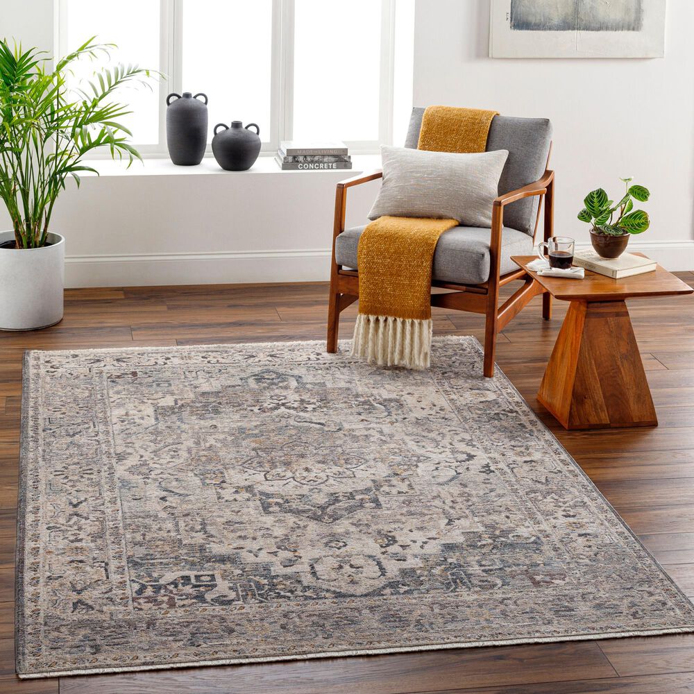 Surya Aida AAD-2311 5&#39; x 7&#39;9&quot; Beige, Medium Gray, Tan, Ivory, Deep Teal and Charcoal Area Rug, , large