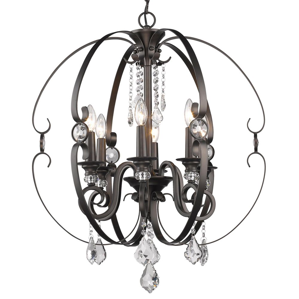 Golden Lighting Ella 6-Light Chandelier in Brushed Etruscan Bronze, , large