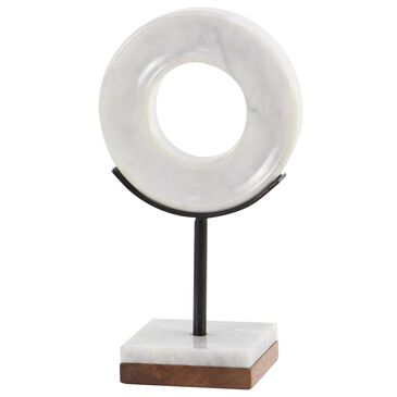 Maple and Jade 11" O-Shaped Abstract Sculpture in White, Black and Brown, , large