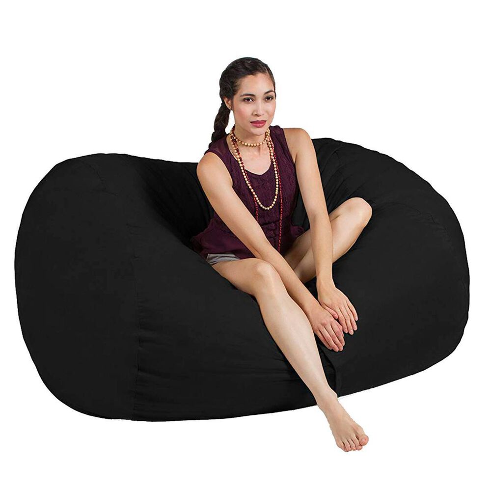 Jaxx 5.5&#39; Lounger Bean Bag Loveseat in Black, , large