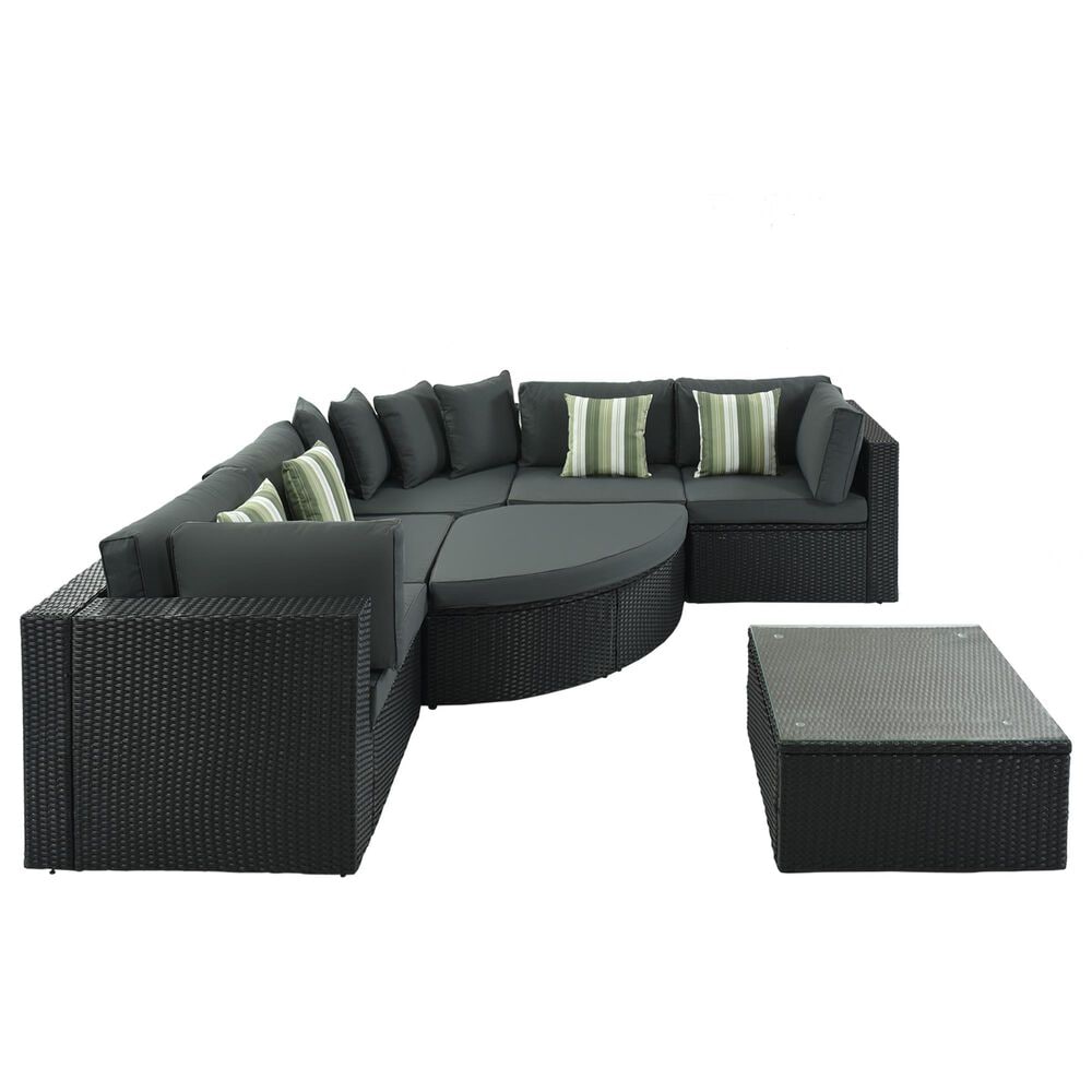 HOMLUX 7-piece Outdoor Conversation Set with Black Wicker in Gray, , large