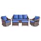 Sunwell Garden 5-Piece Patio Chat Set with Two Ergonomic Swivel Chairs in Navy, , large