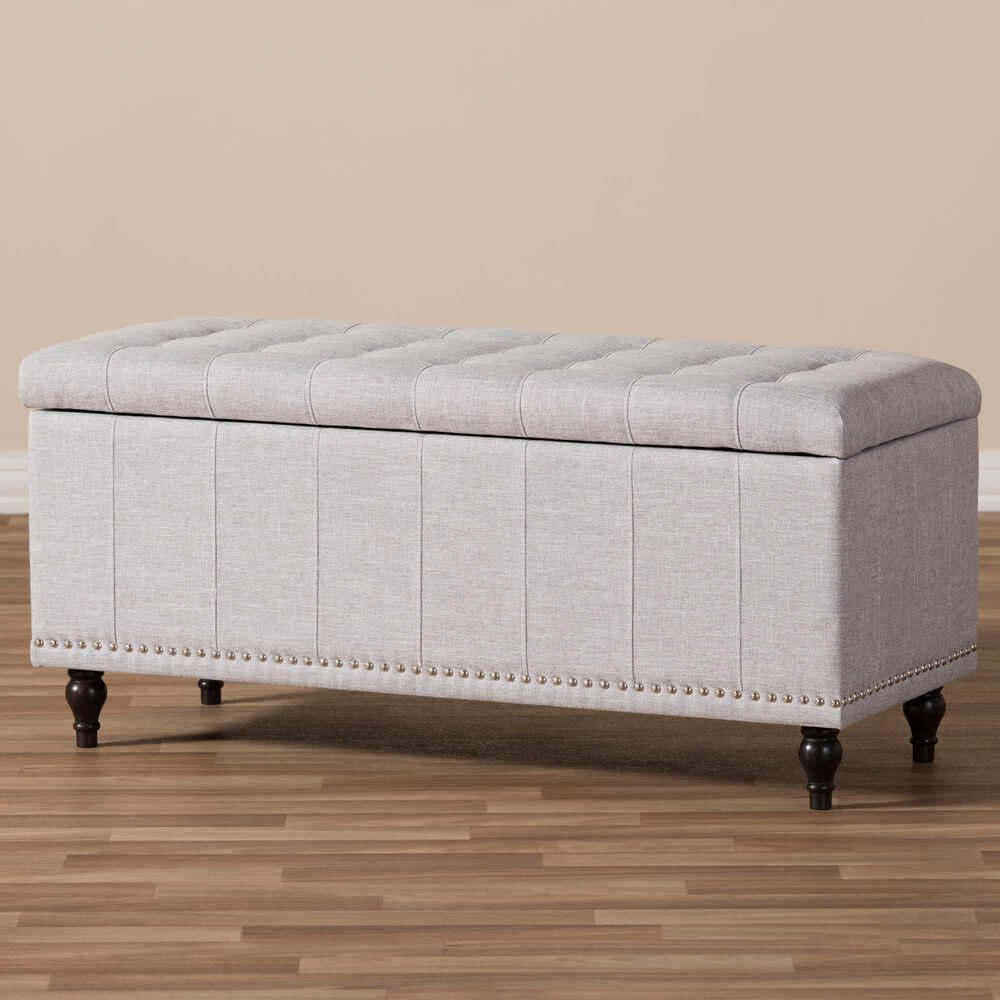 Baxton Studio Kaylee Storage Ottoman Bench in Grayish Beige, , large