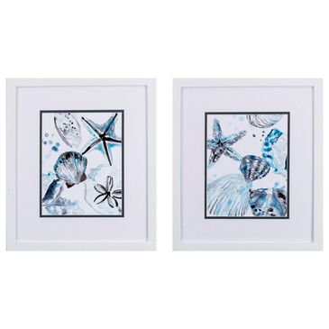 Propac Cerulean Seashells A Wall Art in Blue (Set of 2), , large