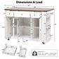 HOMLUX 53" Kitchen Island with Two Tempered Glass Cabinet Door in White, , large