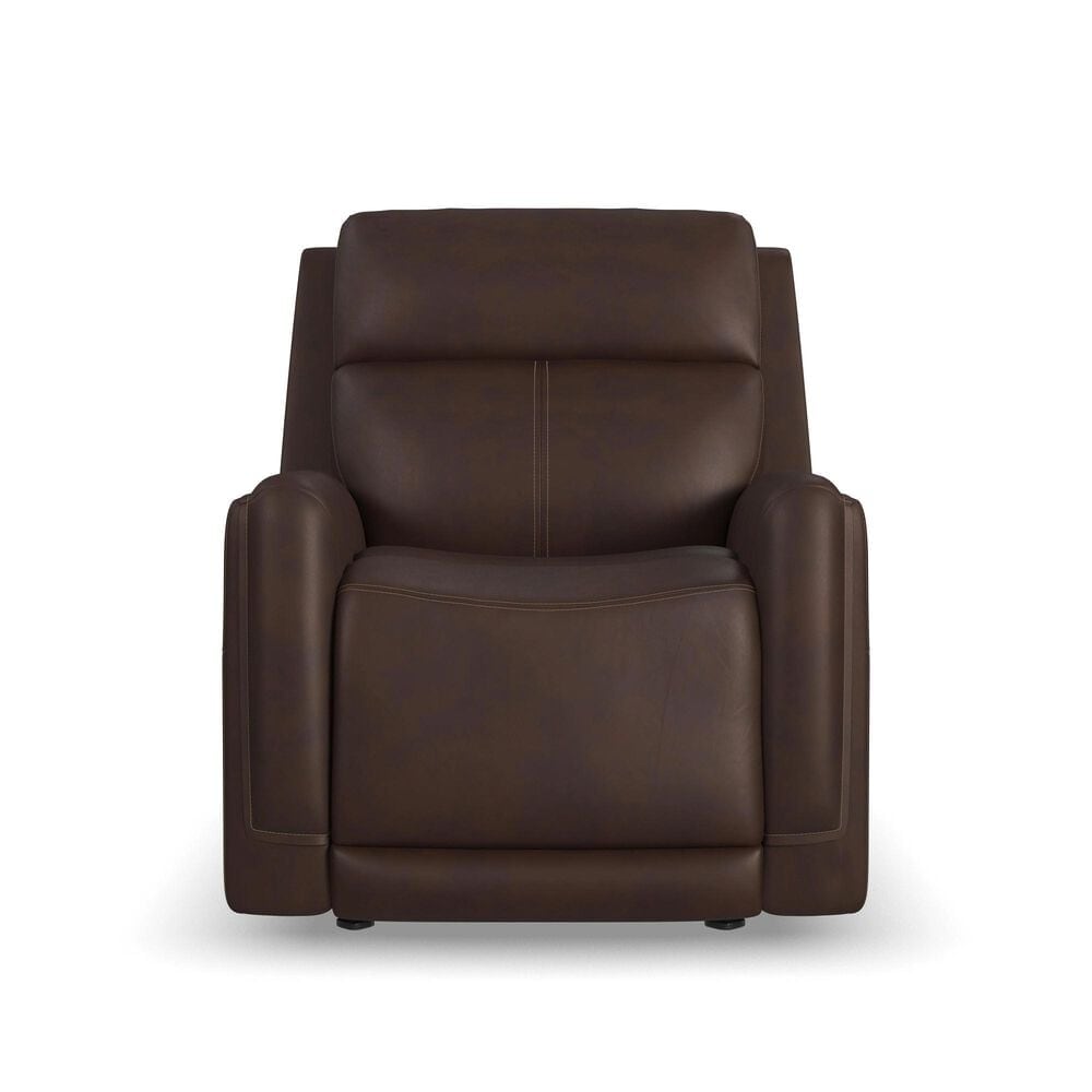Flexsteel Alister Leather Power Gliding Recliner in Burnt Umber, , large